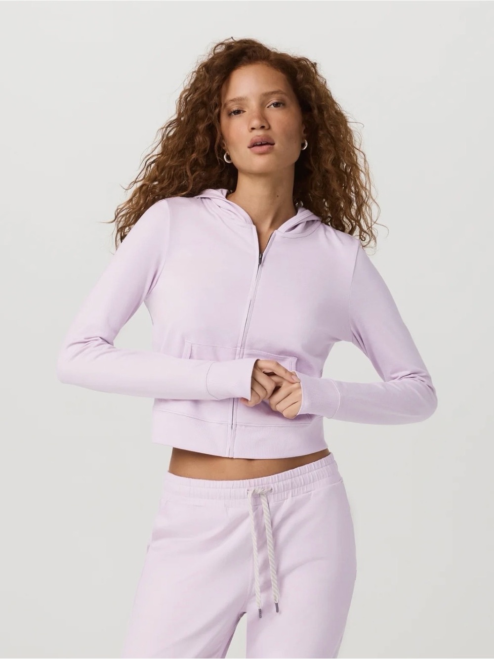 NWT Vuori halo mini full zip hoodie LILAC BREEZE HEATHER Size S